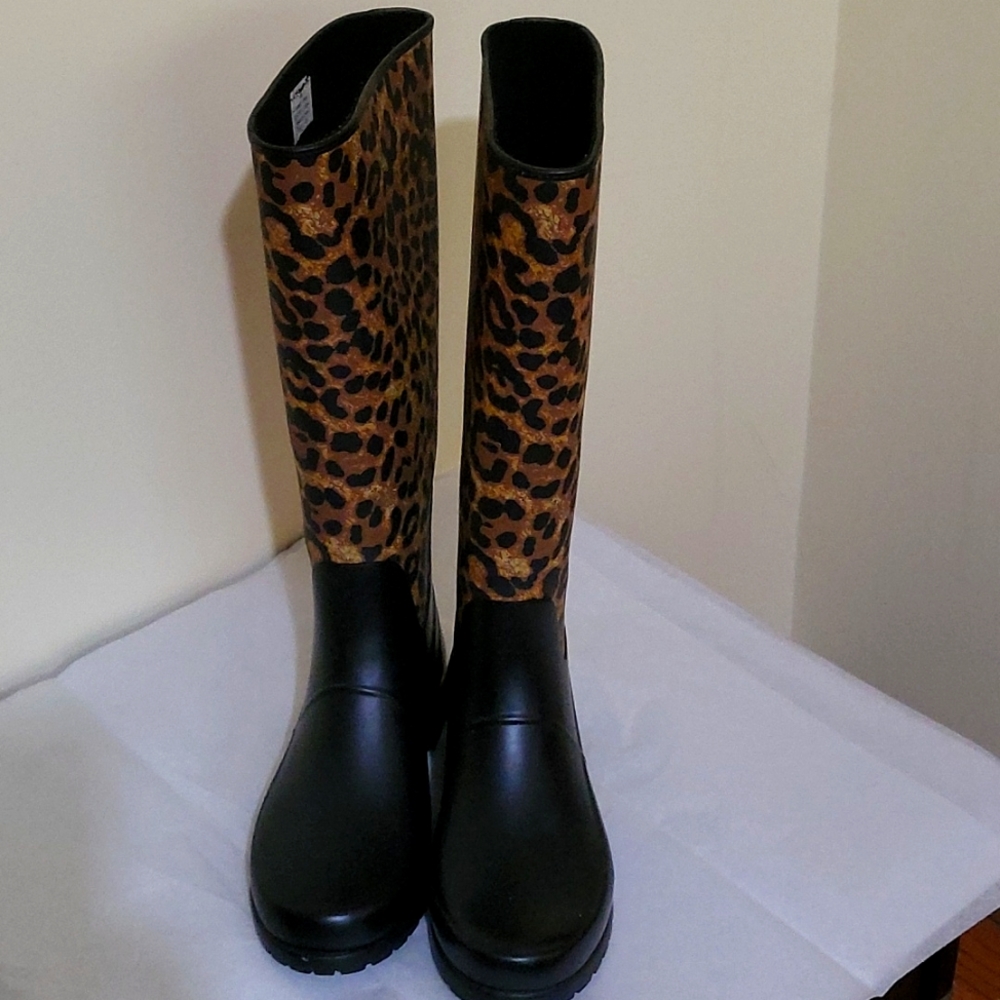 🔥RALPH LAUREN LEOPARD PRINT RAINBOOT WOMENS SIZE 8B🔥